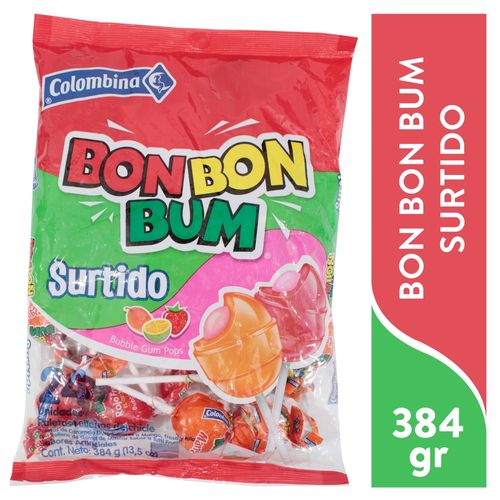 Paleta bonbon bum Colombina surtida rellena de chicle - 384 g