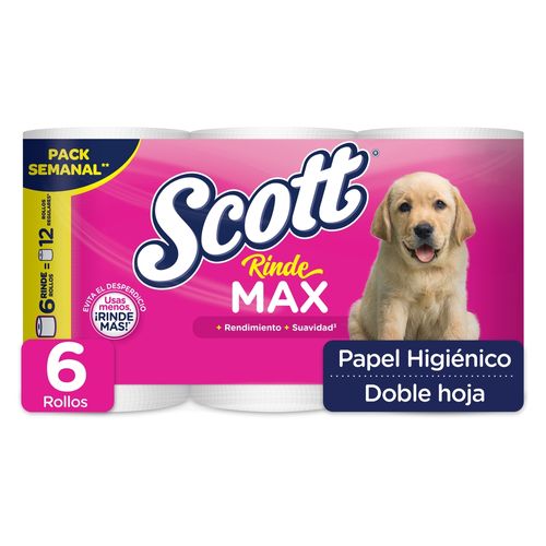 Papel Higiénico Scott Rindemax Doble Hoja -6 Rollos