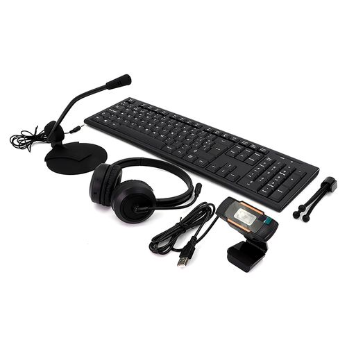 Kit Durabrand Premium Contiene Auriculares (Inalámbricos), Teclado (Inalámbrico) Y Cámara Web 1080P Y Micrófono Con Cable Para Salas De Conferencias M