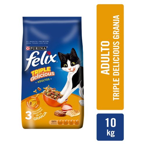 Alimento para Gatos Felix adulto Triple delicious granja 10 kg