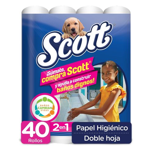 Papel Higiénico Scott 2en1 Jumbo Doble Hoja - 40 rollos