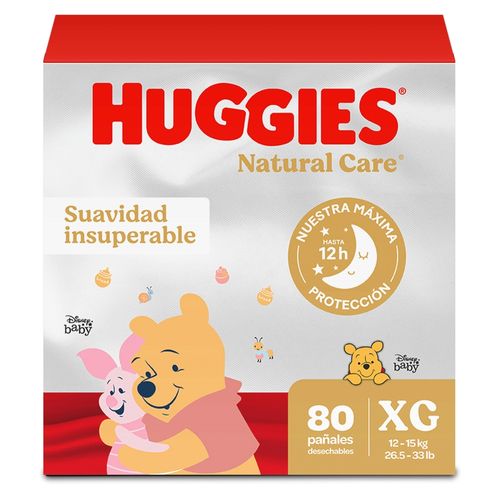 Pañales Huggies Natural Care Etapa 4/XG Suavidad Insuperable - 80 uds