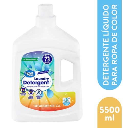 Detergente líquido Great Value para ropa blanca y color -5500ml