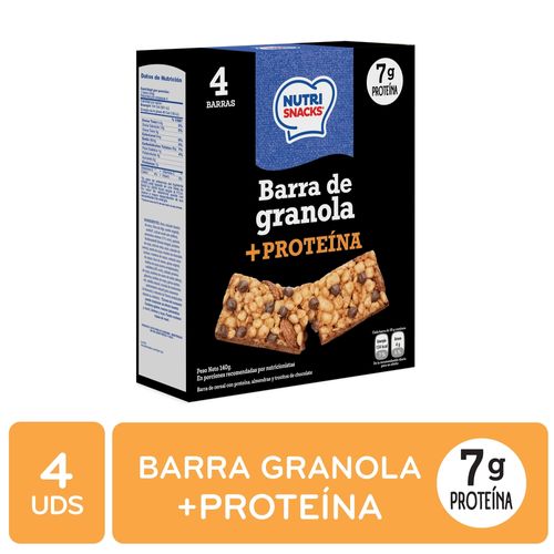 Barras Nutrisnacks de granola + proteína con almendras y trocitos de chocolate - 140 g