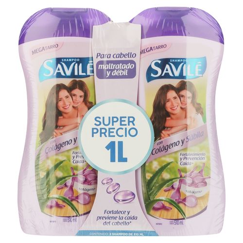 Shampoo Savile, Colágeno 2 pack -510ml