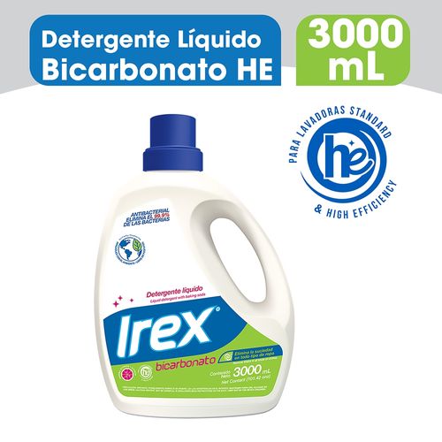 Detergente Líquido Irex Bicarbonato He, Antibacterial - 3Lt