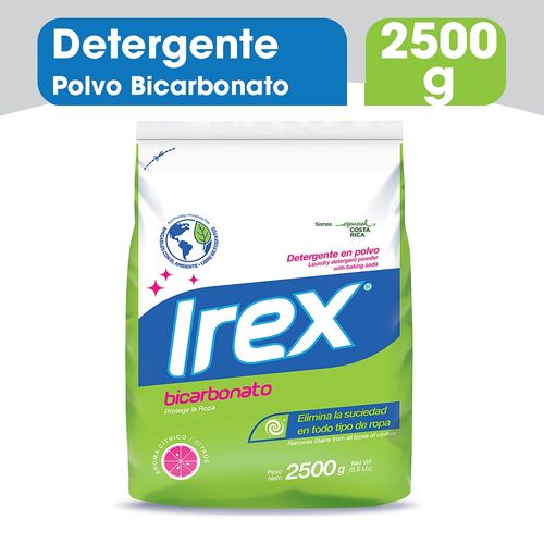 Detergente En Polvo Irex Bicarbonato, Elimina La Suciedad En Todo Tipo Ropa - 2500g