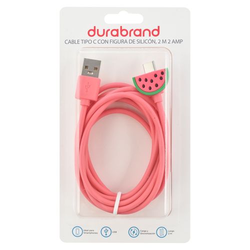 Cable Durabrand USB A tipo C con figuras colores surtidos 2 m