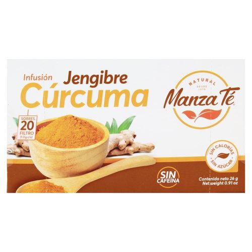 Té ManzaTé Jengibre Cúrcuma 20 Unidades -  26 g