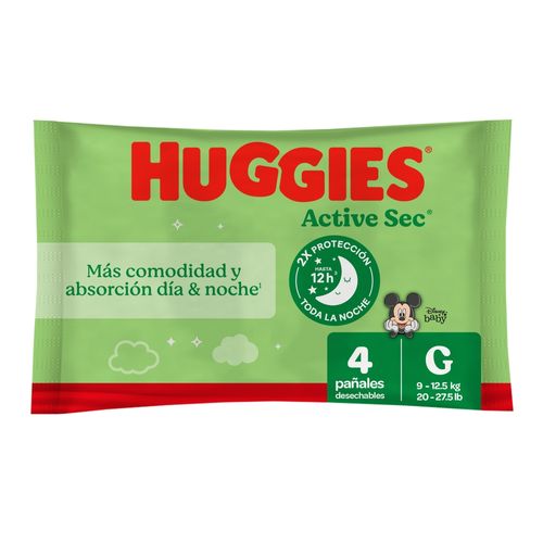 Pañales Huggies Active Sec Etapa 3/G  Más Comodida y Absorción Multi Pack - 4uds