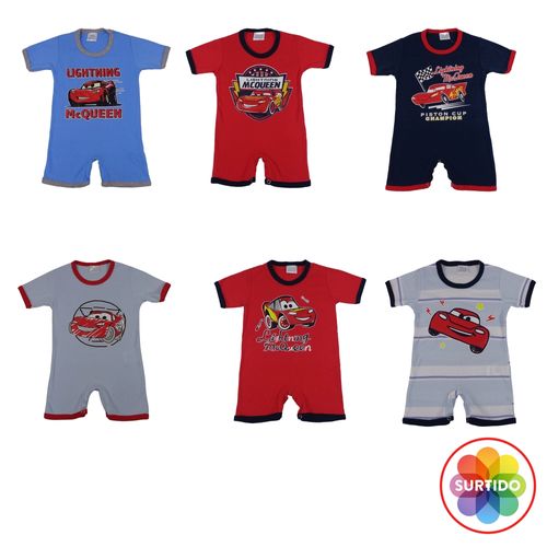 Mameluco Disney Cars Para Bebito, Color Azul - Talla 6-24 Meses