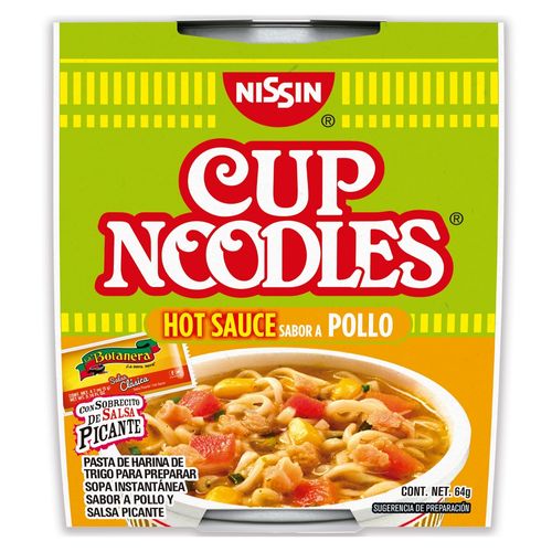 Sopa instantánea Nissin sabor pollo hot - 64 g