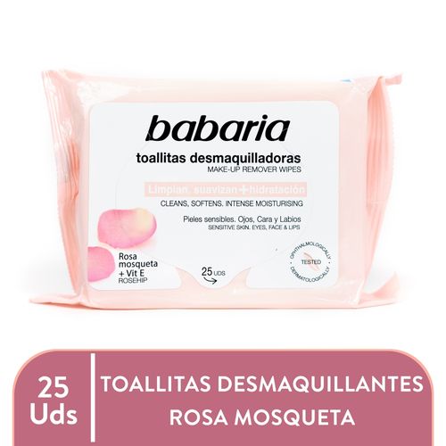 Toallitas Desmaquillantes Babaria, Rosa Mosqueta -25 uds