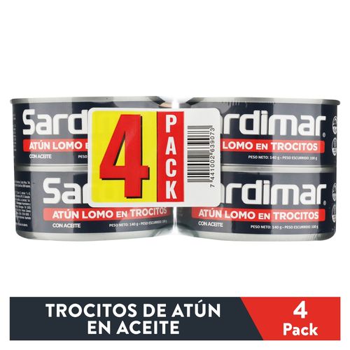 Atún Sardimar lomo en trocitos en aceite  4 pack - 560 g