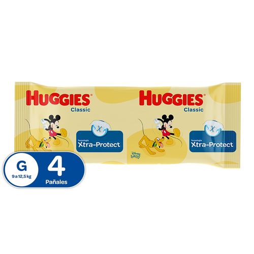 Pañales Huggies Classic Etapa 3/G Más Sequito y Protegido Mini Pack - 4uds