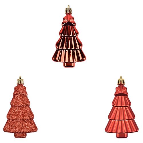 Adorno Árbol Holiday Time colo Rojo -3 pzas/11 cm
