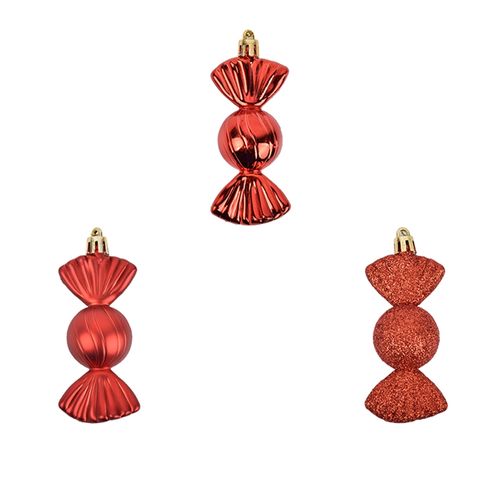 Adorno Árbol Holiday Time colo Rojo -3 pzas/11 cm