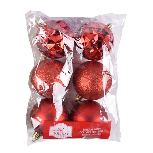 Esferas Árbol Holiday Time decorativas -6 uds/ 60 mm