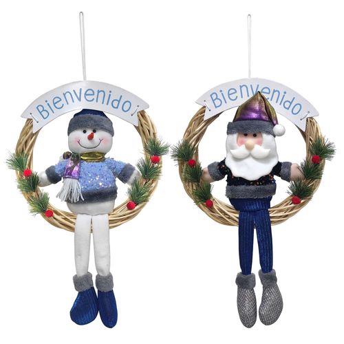 Corona decorativa Holiday Time color azul -53 cm