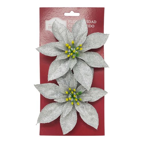 Flor Holiday Time Navideña con clip