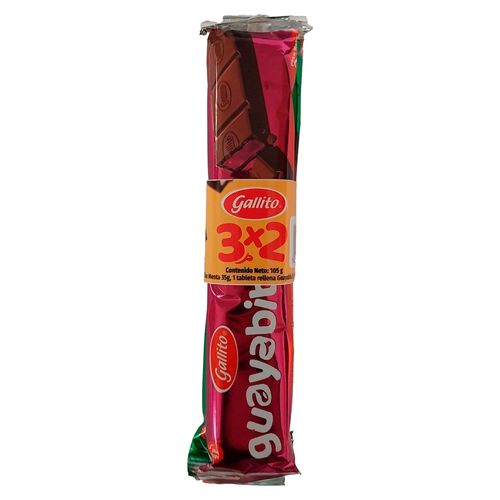 Tableta Gallito Rellena Surtido -105 g