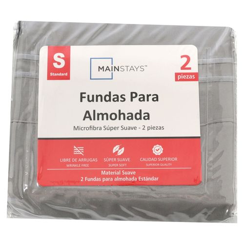 Set Fundas Mainstays Bordado Gris 2 unidades