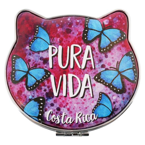 Espejo Forma Gato Mariposas Morpho Cr