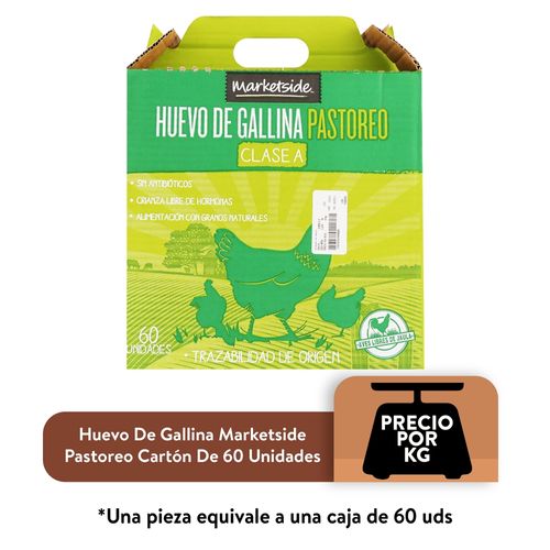 Huevo Gallina Pastoreo Marketside Cartón De 60 Unidades, Precio Indicado Por Kilo