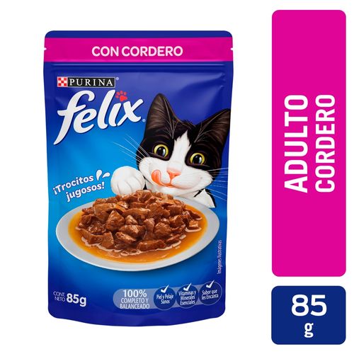 Alimento húmedo Purina félix para gato adulto sabor cordero - 85 g