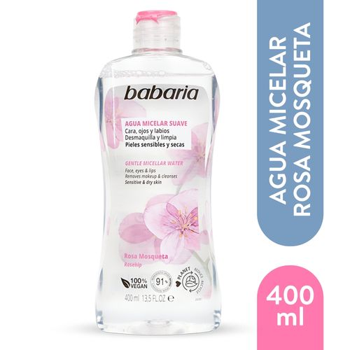 Agua Micelar Babaria, Pieles Sensibles y Secas Rosa Mosqueta - 400 ml