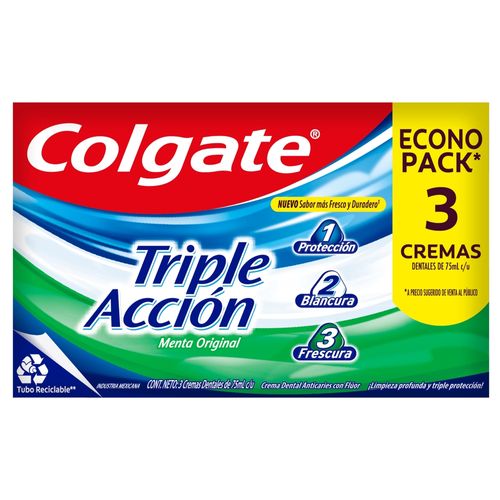 Pasta Dental Colgate Triple Acción 3 Pack - 75 ml