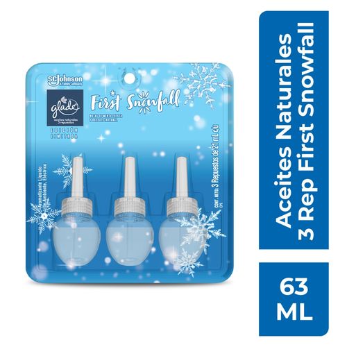 Aromatizante Glade Edición Limitada Aceites Naturales 3 Repuestos First Snowfall de 21 ml c/u