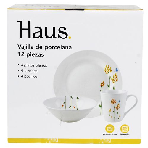 Vajilla Haus De Porcelana Con Diseño - 12Pzas