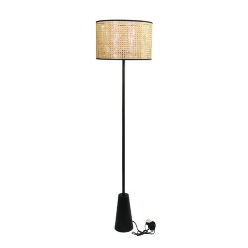 Ht Lampara Para Piso Acabado Rattan Negr
