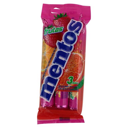 Caramelos Mentos frutas 3 pack - 87 g