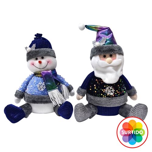 Figura Tela Holiday Time Navideña color azul