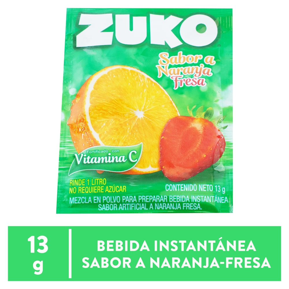 Zuko Bebida En Polvo En Naranja Fresa ... 13 g