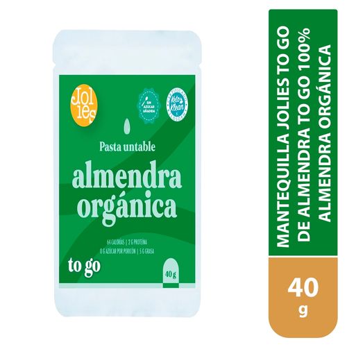 Mantequilla Jolies To Go de almendra To Go 100% Almendra orgánica - 40 g