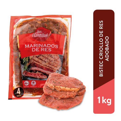 Bistec criollo Don Cristóbal adobado empacado - Precio indicado por kg