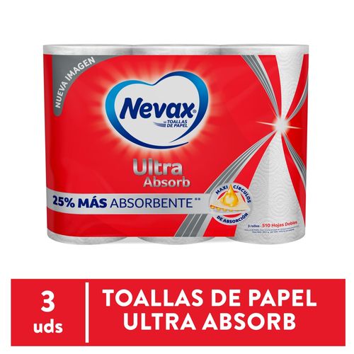 Toallas De Papel Nevax Ultra absorb - 3 Rollos