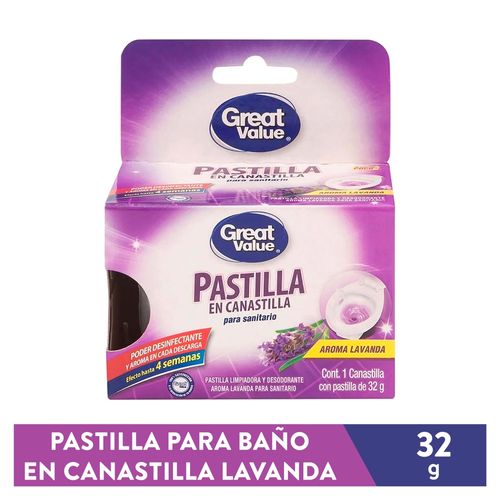 Pastilla Inodoro Great Value, lavanda -32g