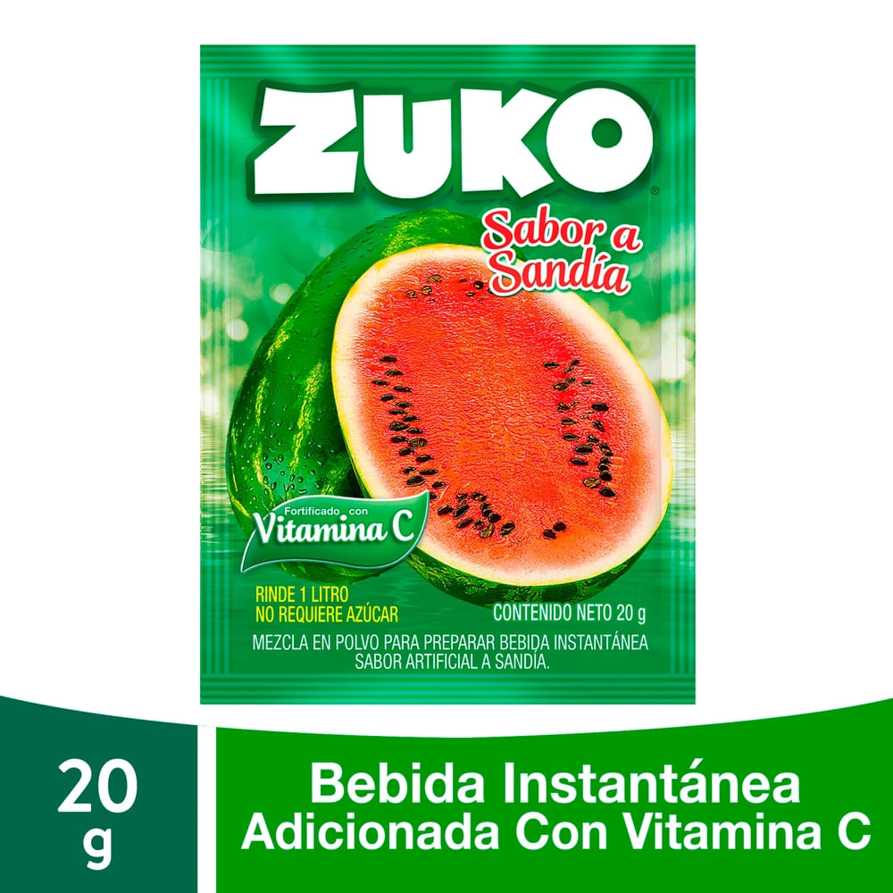 Zuko Bebida En Polvo Instantánea Marca Sabor Sandía, Con Vitamina C 20 g