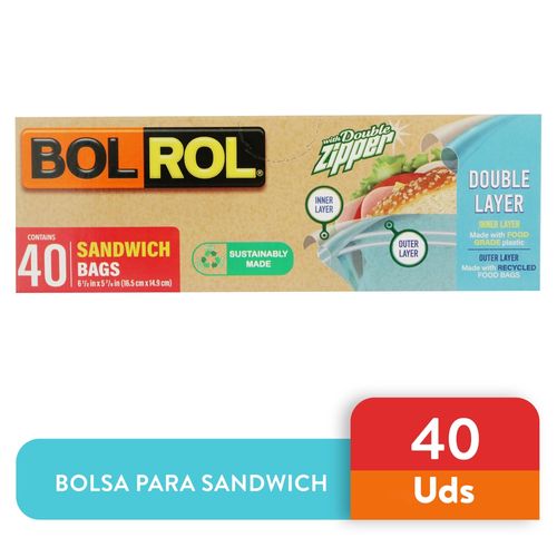 Bolsa Para Sandwich Bolrol Zipper Eco 40 unidades