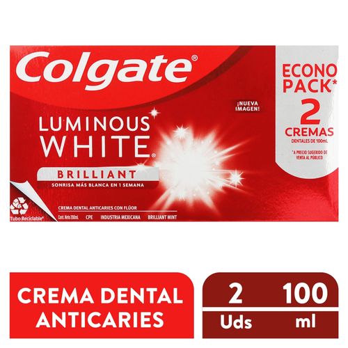 Crema Colgate Luminous Wht Bnt 2pk 200ml