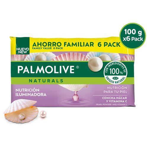 Jabón Corporal Palmolive Naturals Nacar y Vitamina C, 6 Pack -100 g