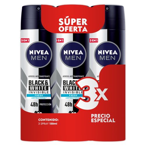 Deo Nivea Spray Bw Fresh Cab 3pk 450ml