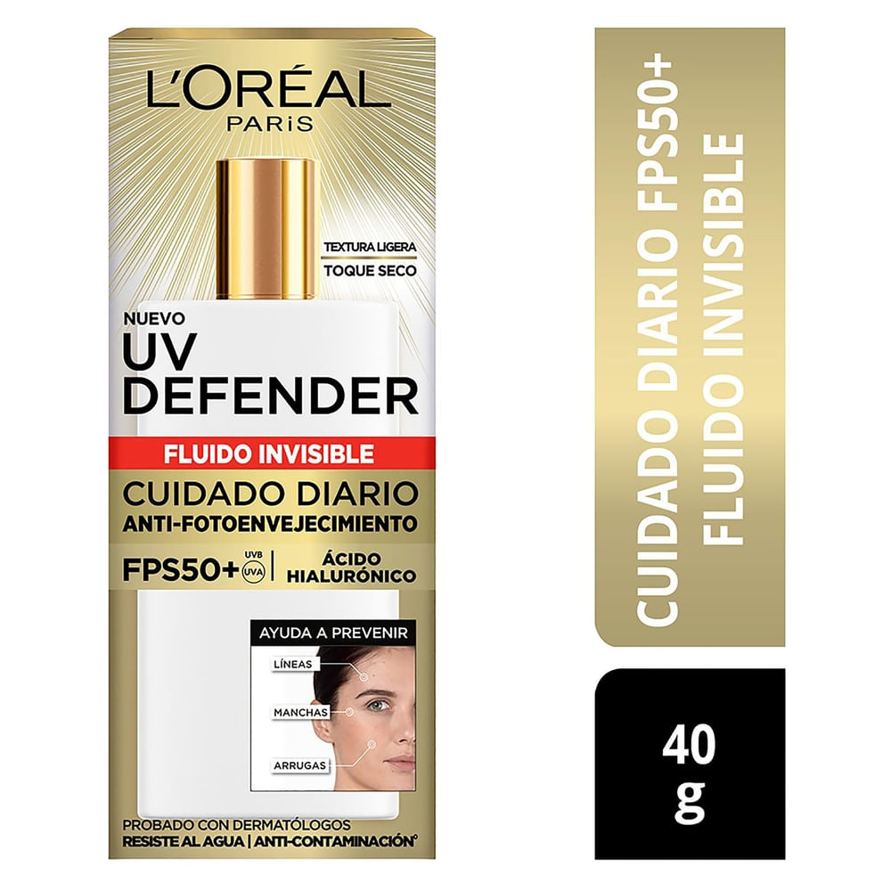 L'Oreal Protector Solar L'Oréal Paris UV Defender Fluido Invisible FPS 50 40 ml