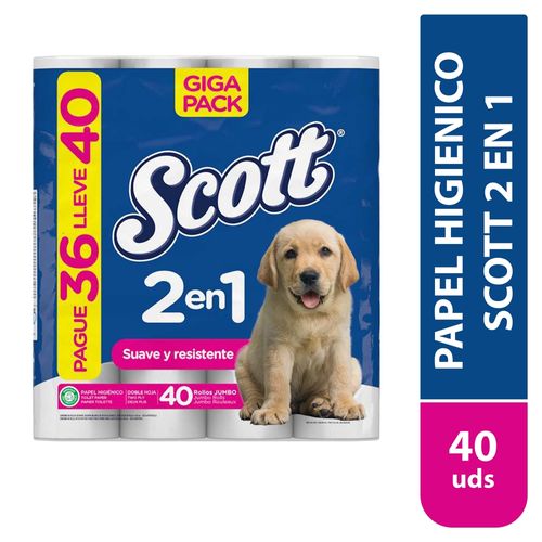 Papel Higienico Scott 2 En 1 40 Rollos Gumbo