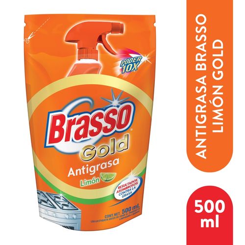 Limpiador Antigrasa Brasso Gold Limón Doypack -500ml