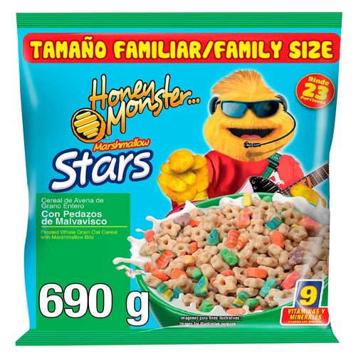 Cereal de avena Quaker honey monster stars con malvaviscos - 690 g